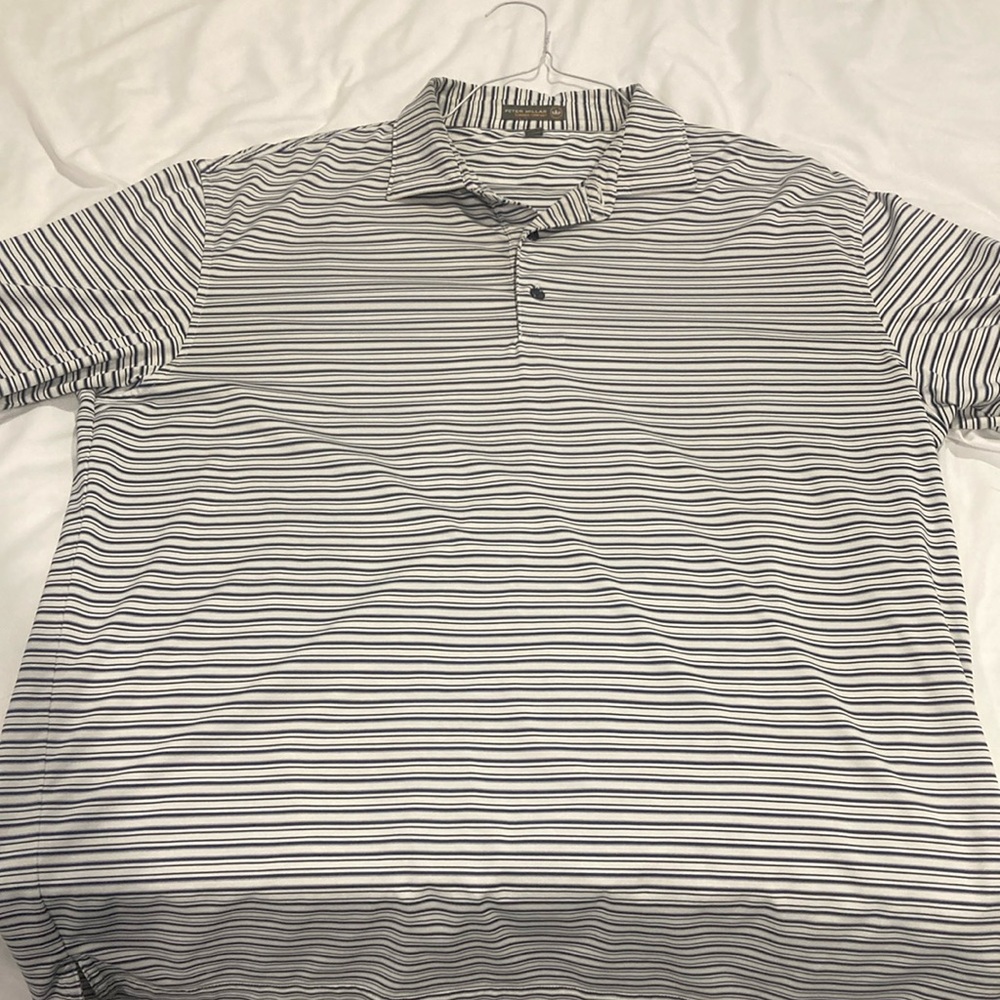 Men's Striped Polo Shirt - Black and White